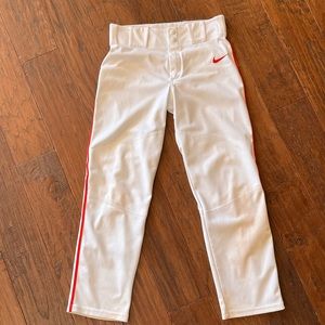 Nike Baseball Pants - White with Red Pinstripe on Side - Boys Large